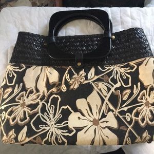 Rafia-wood-fabric mix bag!